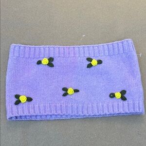 Purple Knitted Tube Top with Yellow Floral Accents